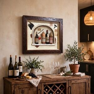 Vintage Wine Bottle Shadow Box Wall Art Decor Bar Kitchen Vineyard Theme